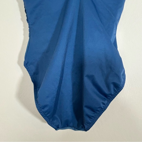 Miraclesuit Ruched One Piece Swimsuit Size 10 Teal Blue Slimming Lined Underwire - Picture 6 of 14